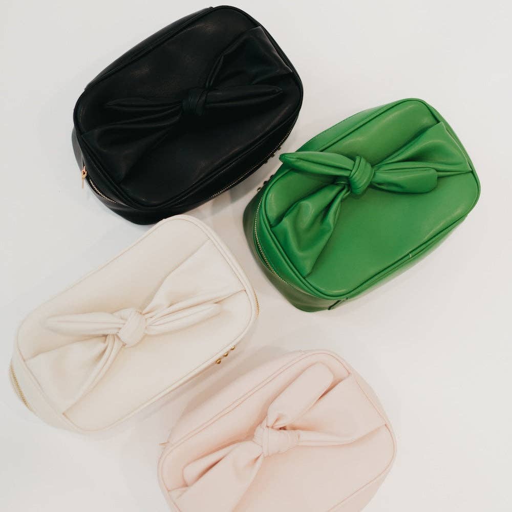 Madelyn Bow Makeup Bag Wholesale: Blush