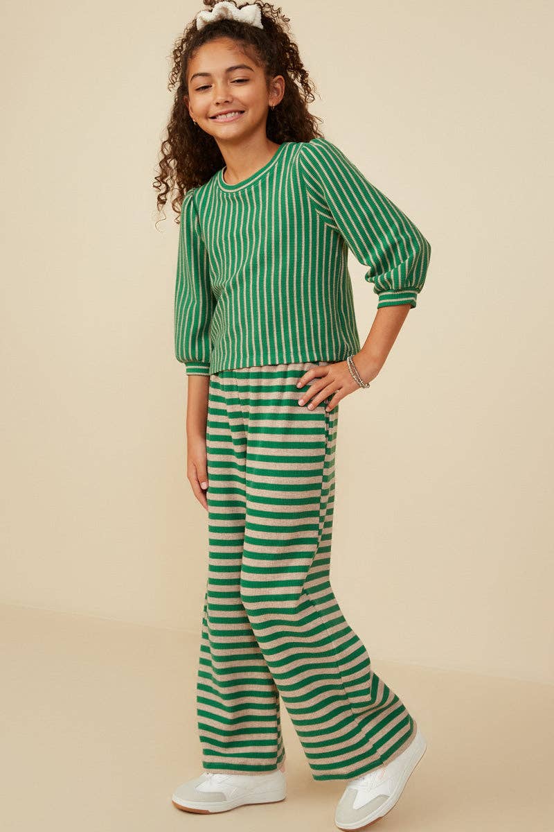 Girls Textured Vertical Stripe Knit Top