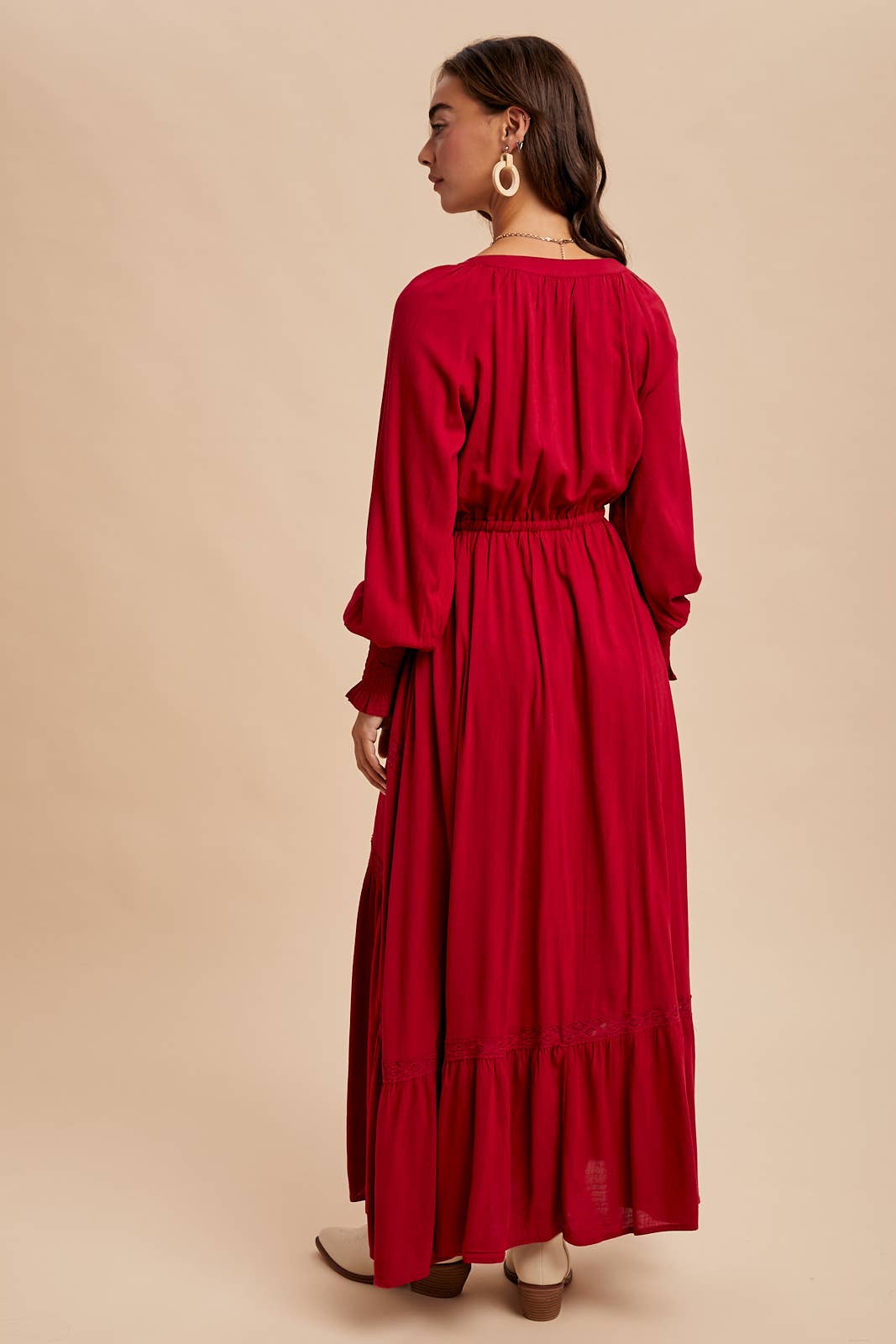 Merlot Moments Lace Maxi Dress