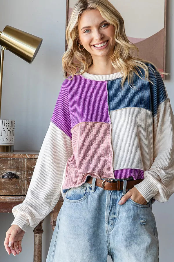 Casually Classy Color Block Rib Top