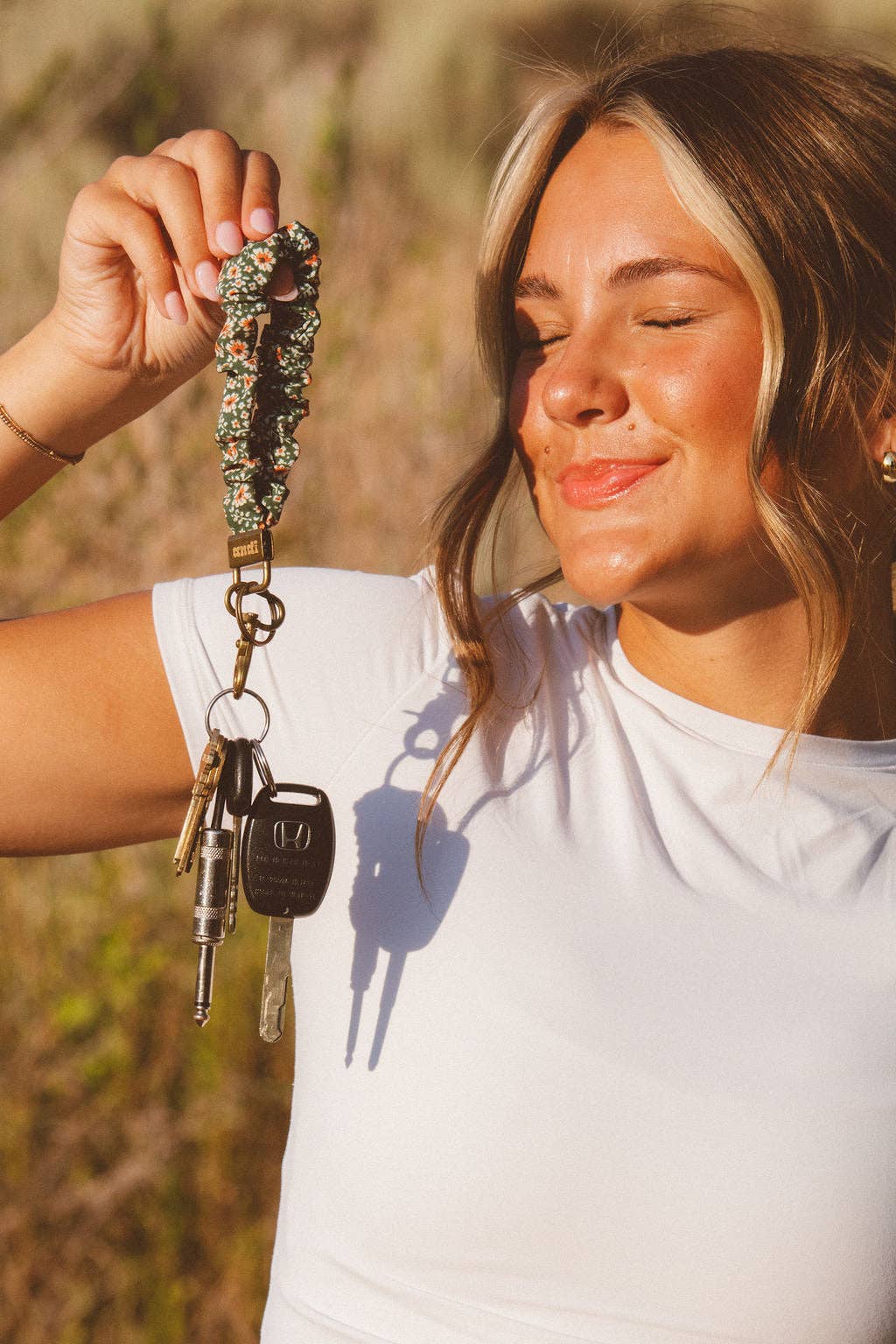 Green Floral Keychain