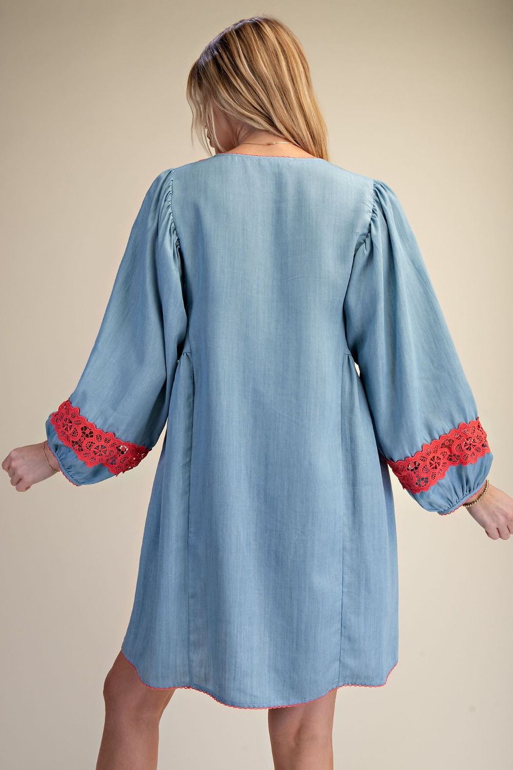 Let's Go Dancing Embroidery V-Neck Dress