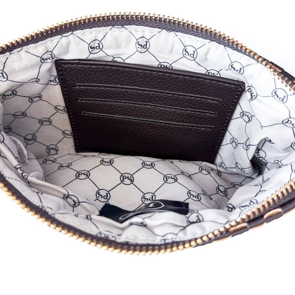 Emma Woven Clutch Wristlet: Blush Checkered