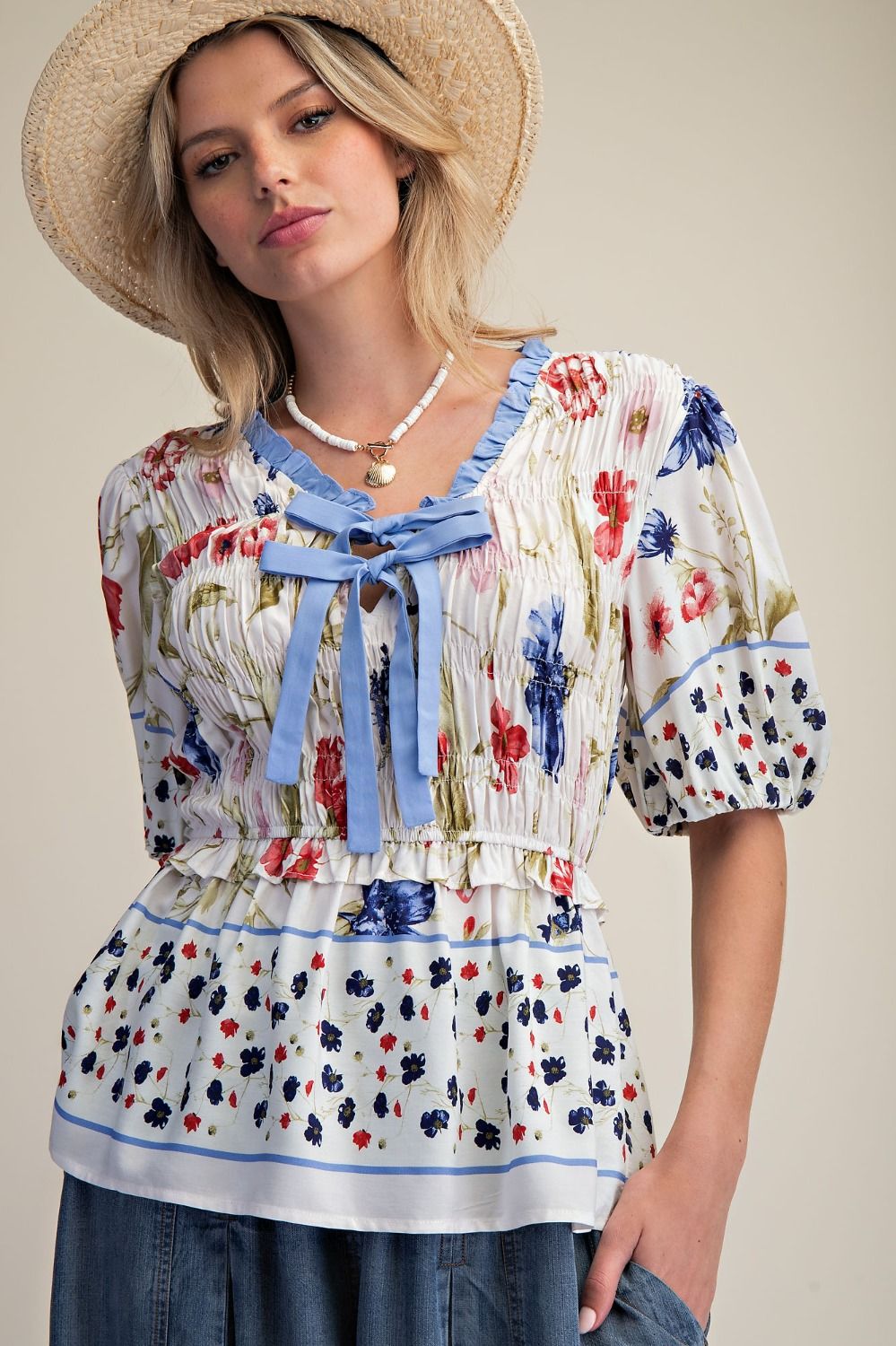 Cassidy Bow Front Peplum Top