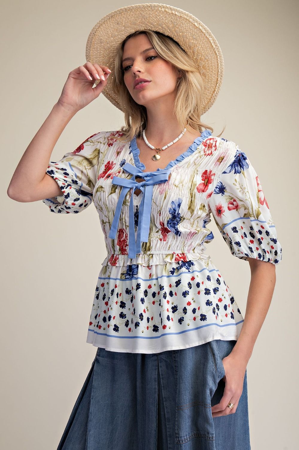 Cassidy Bow Front Peplum Top