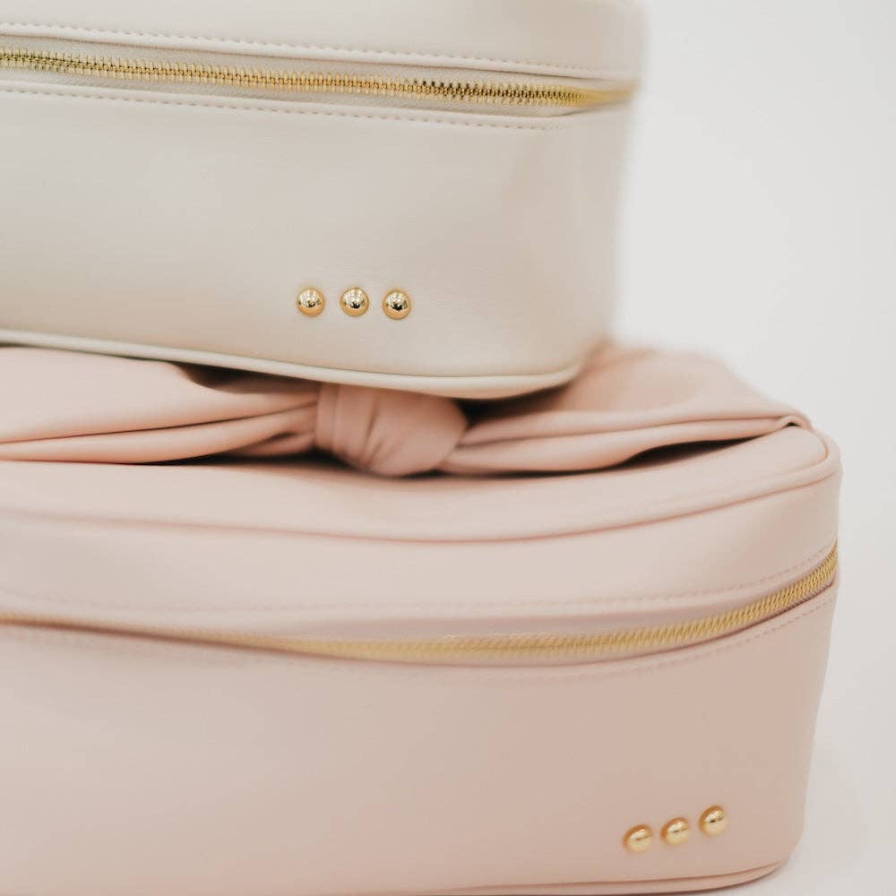 Madelyn Bow Makeup Bag Wholesale: Blush