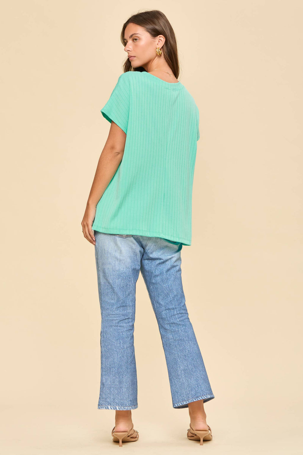 Thick Ribbed Knit Top: Mint
