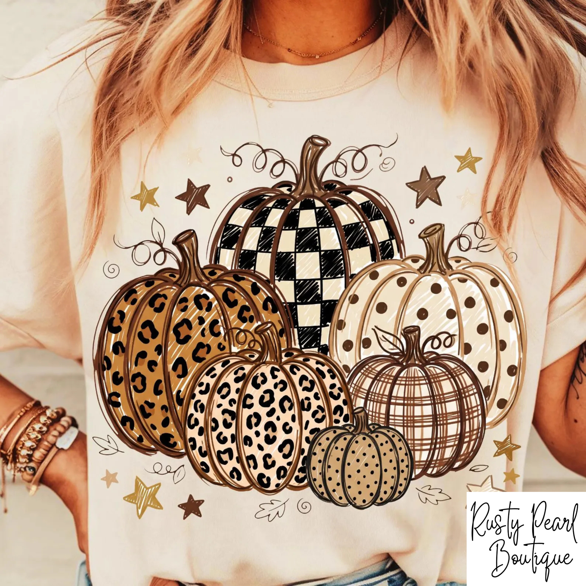 Preppy Fall Pumpkins Graphic T-Shirt