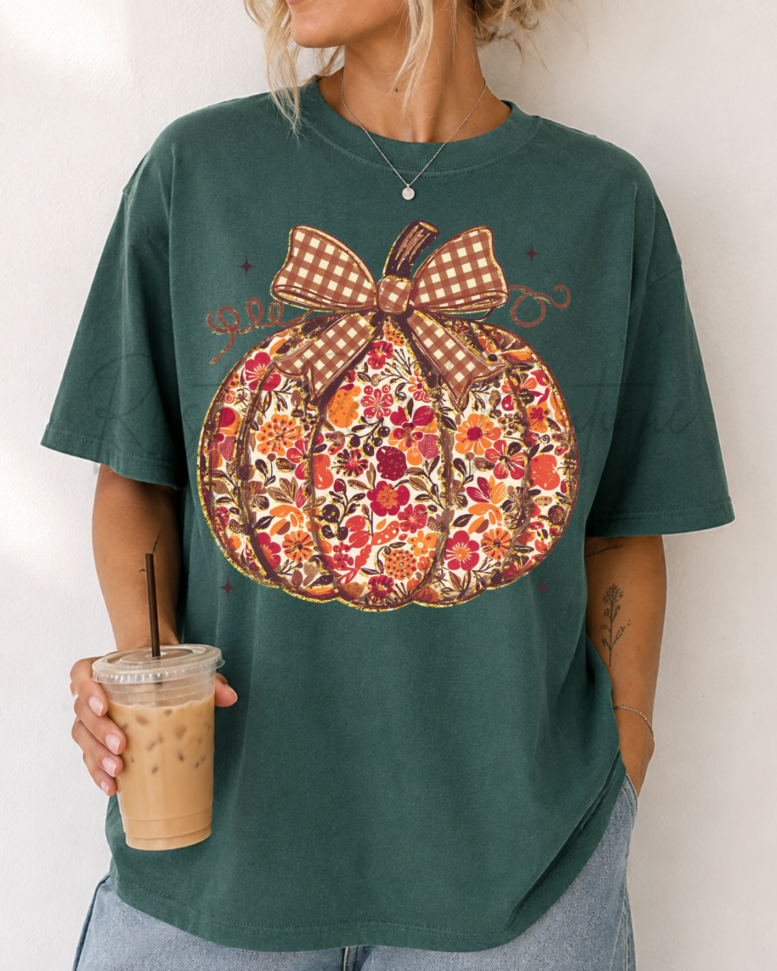 Fall Floral Pumpkin Graphic T-Shirt
