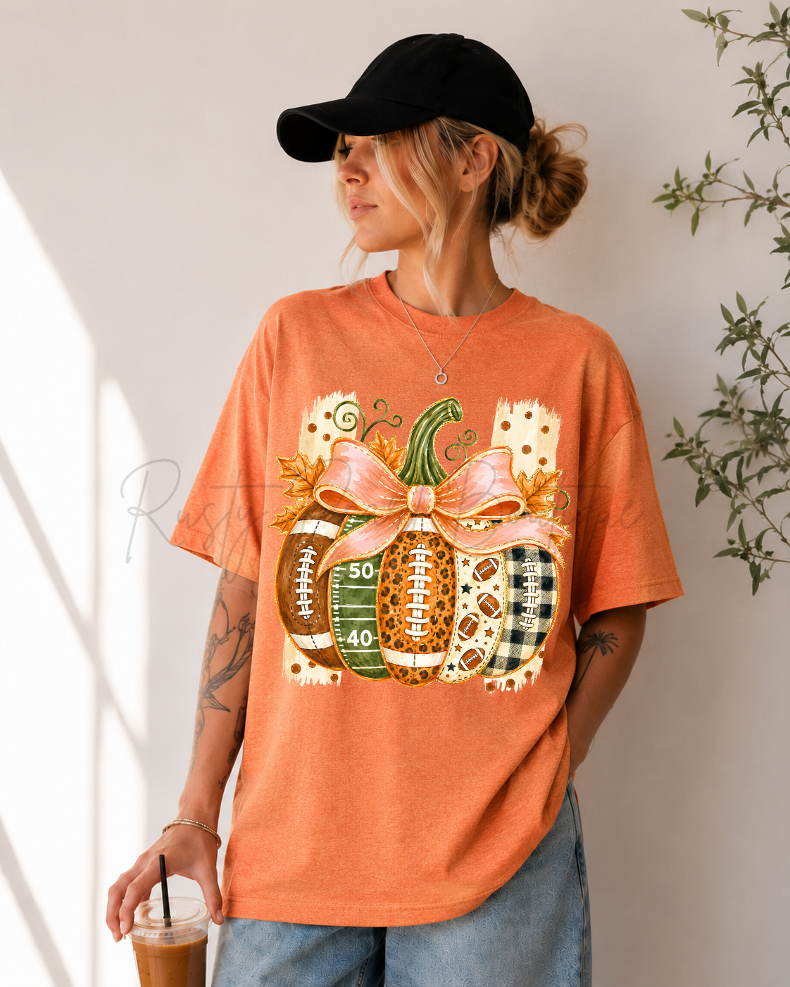 Football Pumpkin Graphic T-Shirt
