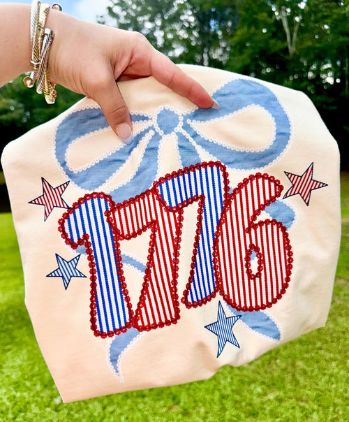 1776 Seersucker Coquette Bow Graphic T-Shirt