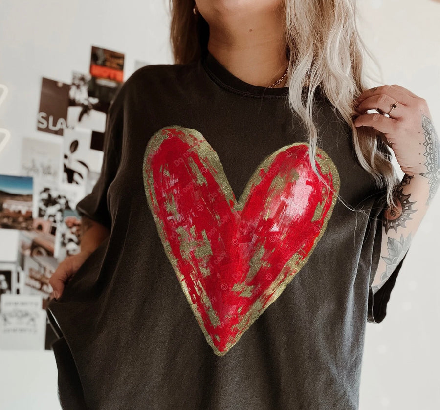 Red & Gold Foil Heart Tee