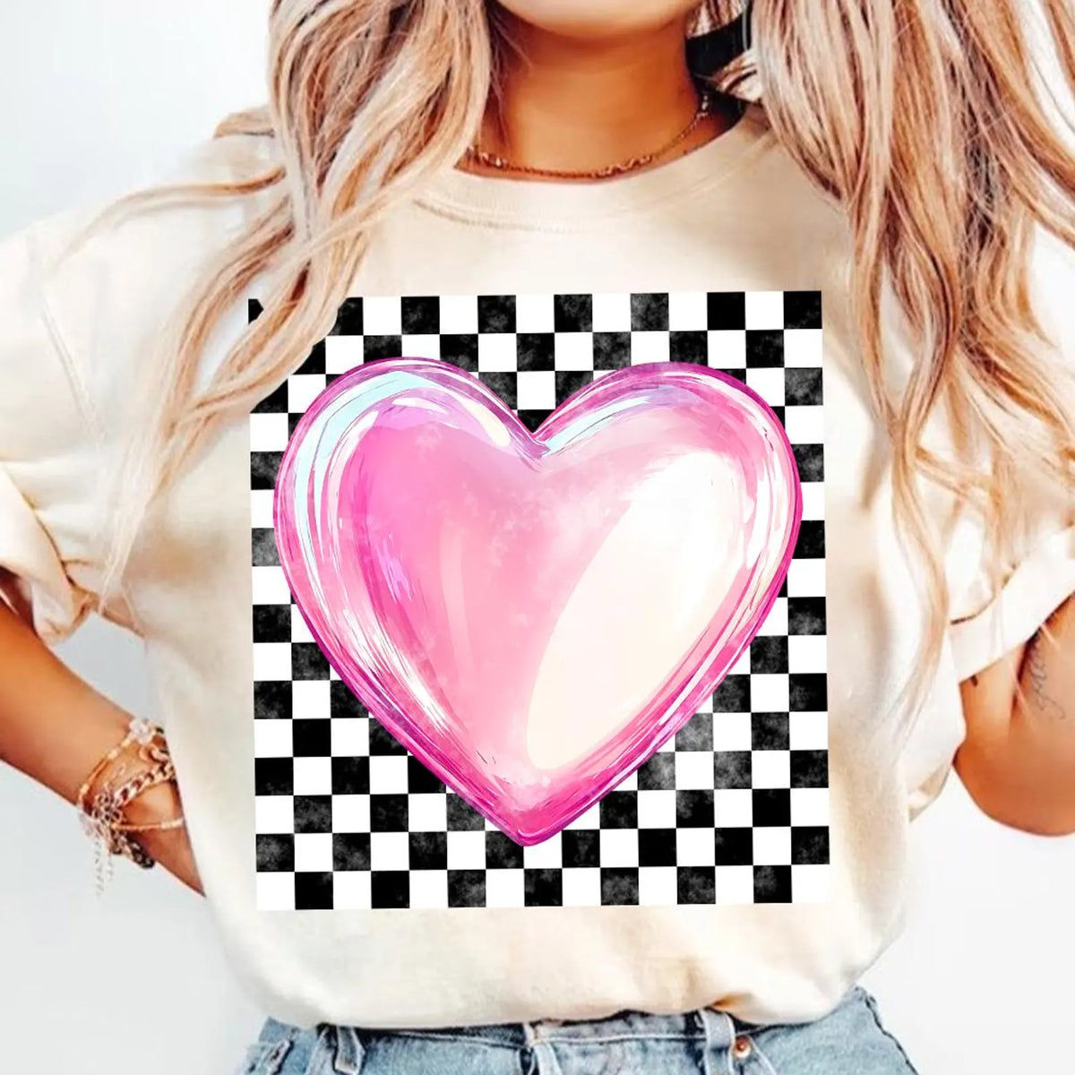 Pink Bubble Heart Graphic T-Shirt