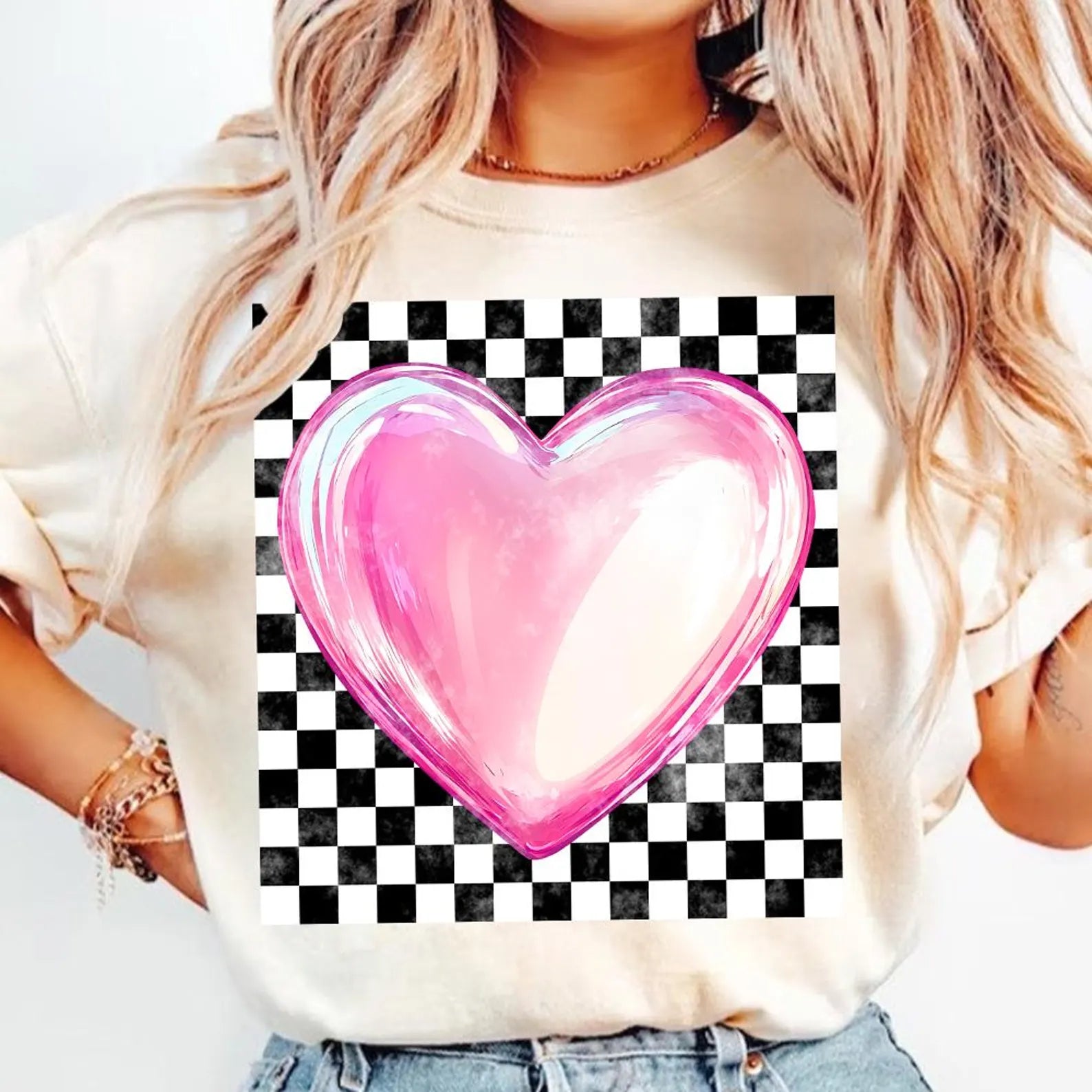 Pink Bubble Heart Graphic T-Shirt