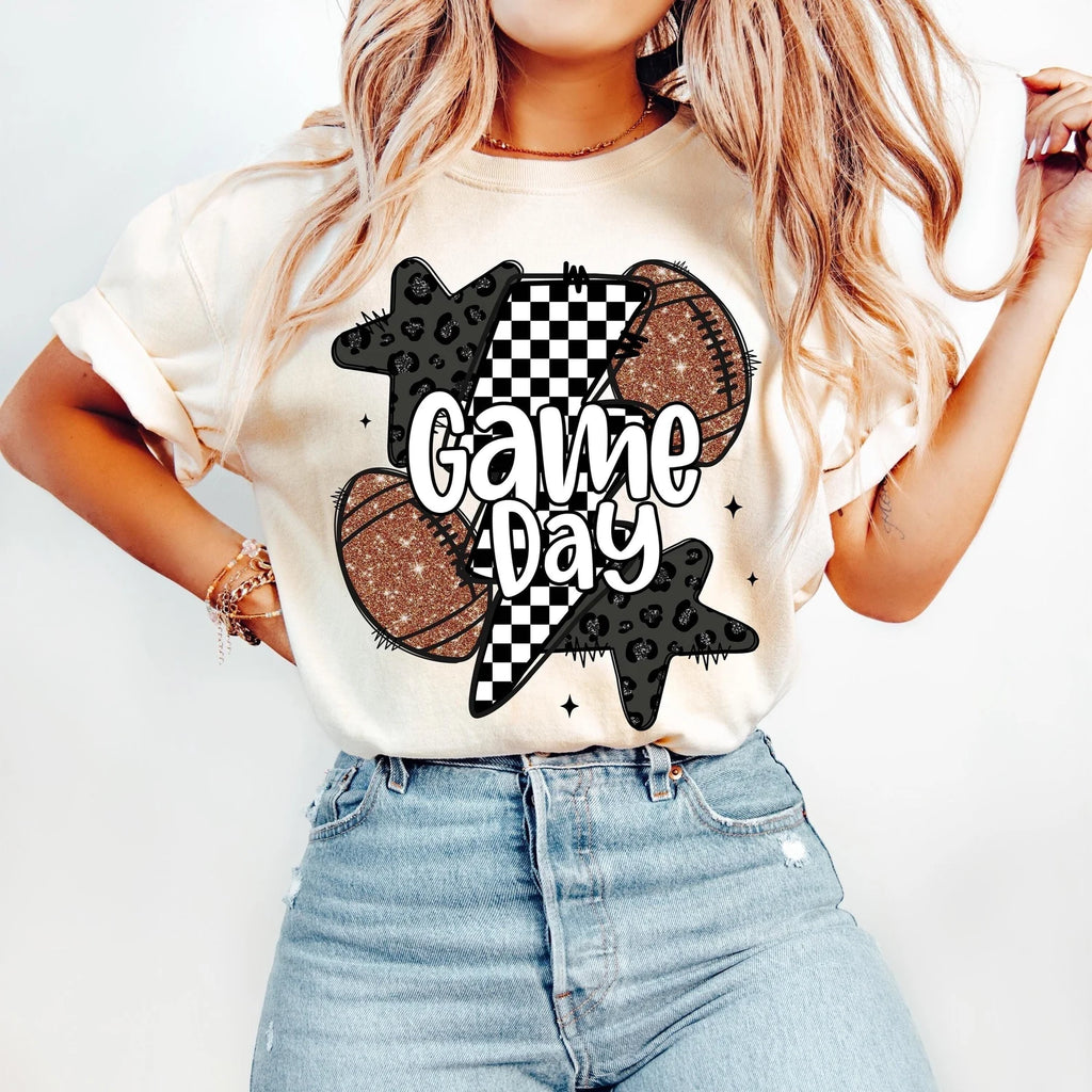 Glitter Football Game Day Graphic T-Shirt