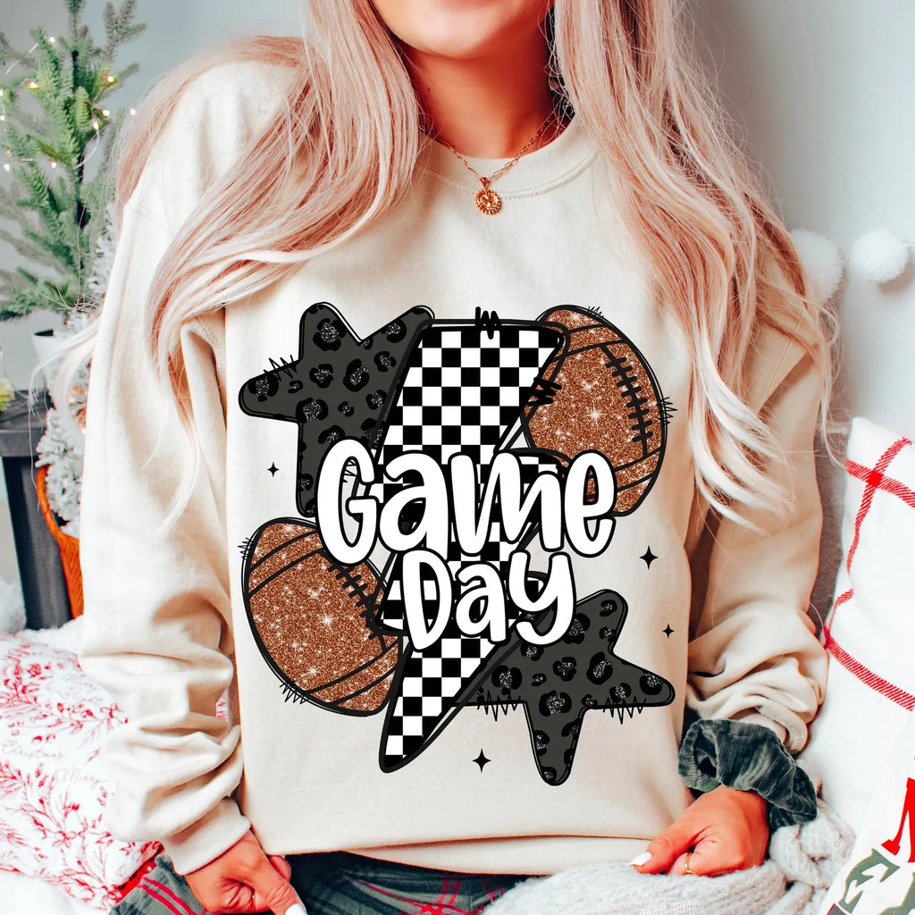Glitter Football Game Day Graphic T-Shirt