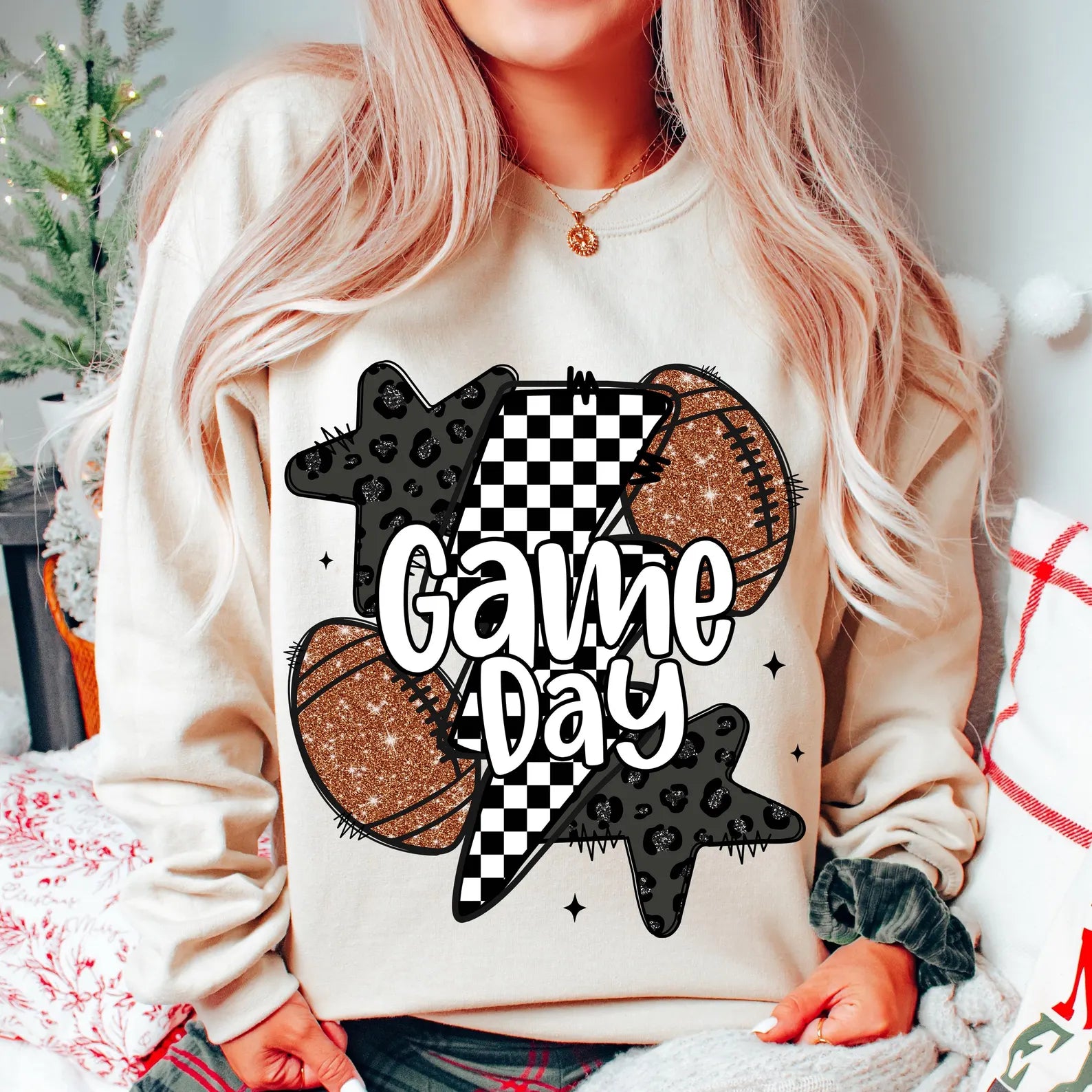 Glitter Football Game Day Graphic T-Shirt