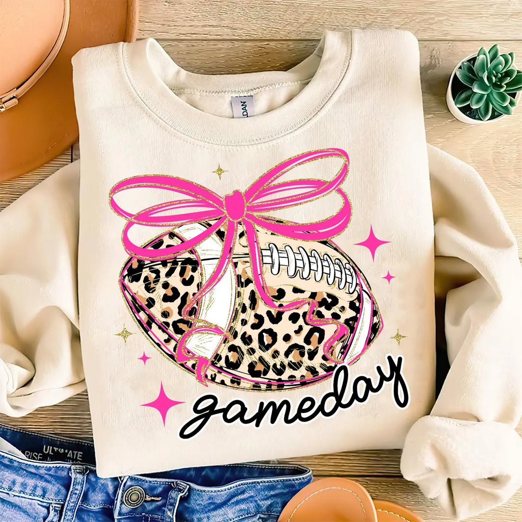 Pink & Leopard Football Game Day Graphic T-Shirt