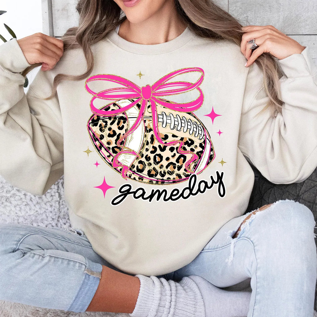 Pink & Leopard Football Game Day Graphic T-Shirt