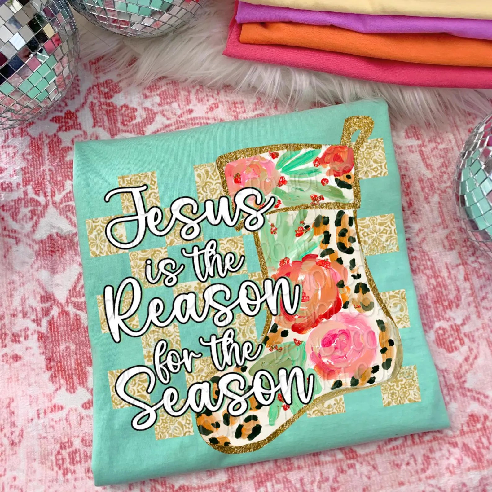 Leopard Jesus Is The Reason For The Season Graphic T-Shirt