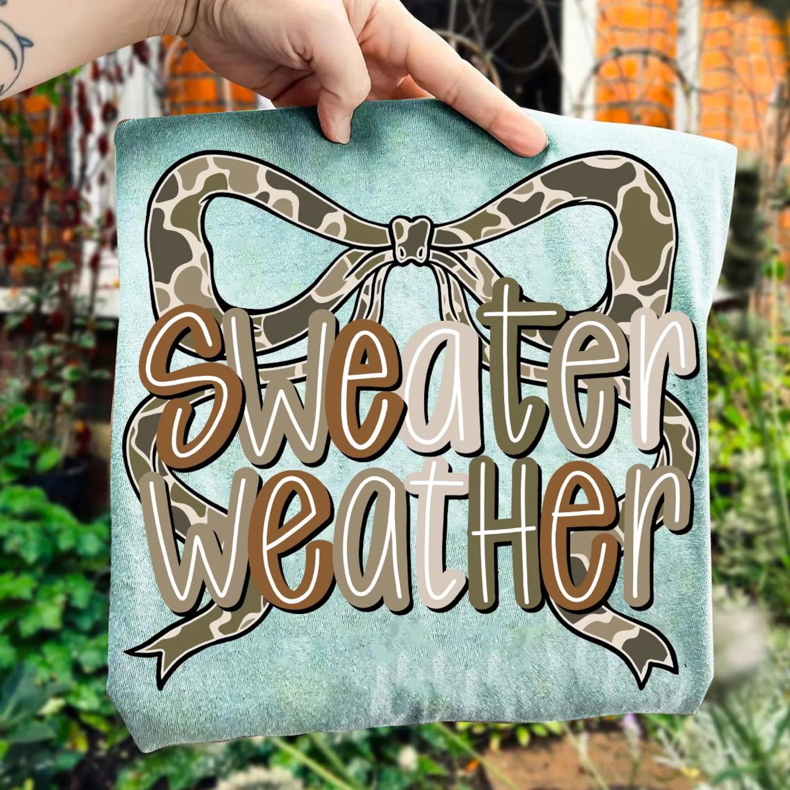 Camo Sweater Weather Graphic T-Shirt