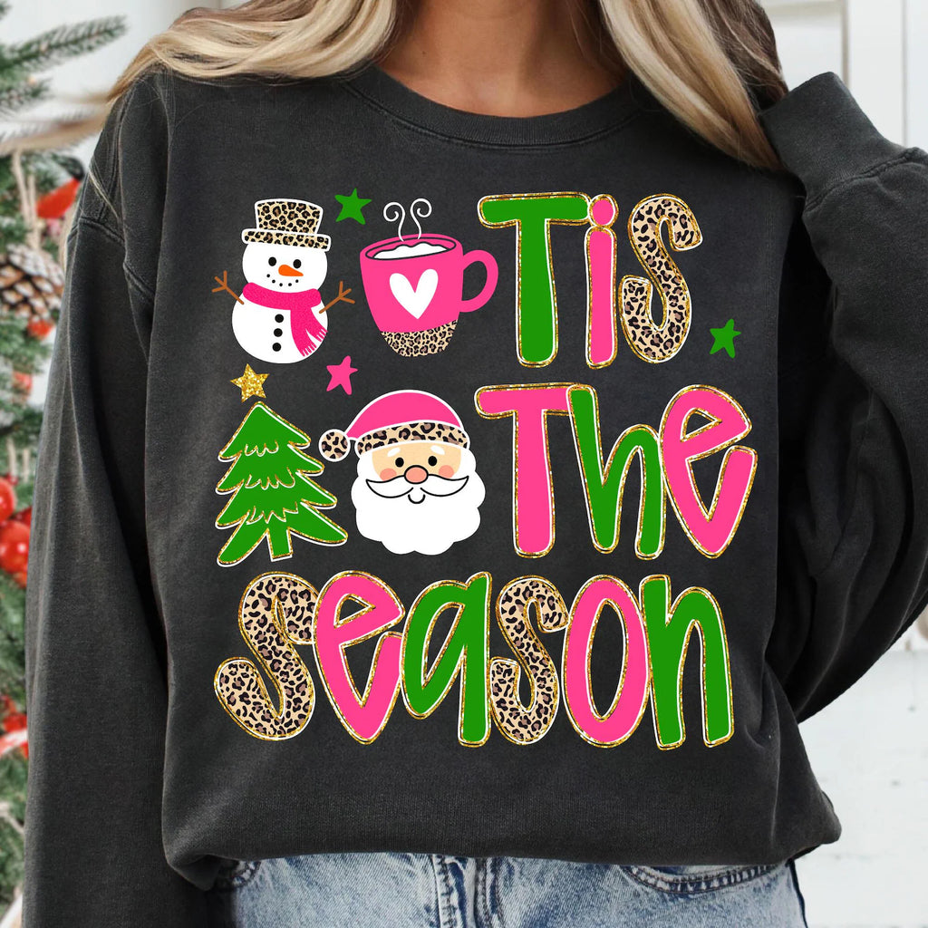 Tis The Season Snowman & Santa Christmas Graphic T-Shirt