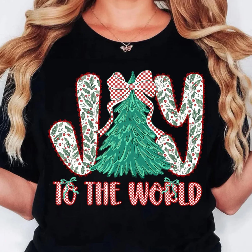 Joy To The World - Coquette Jesus Christmas Graphic T-Shirt