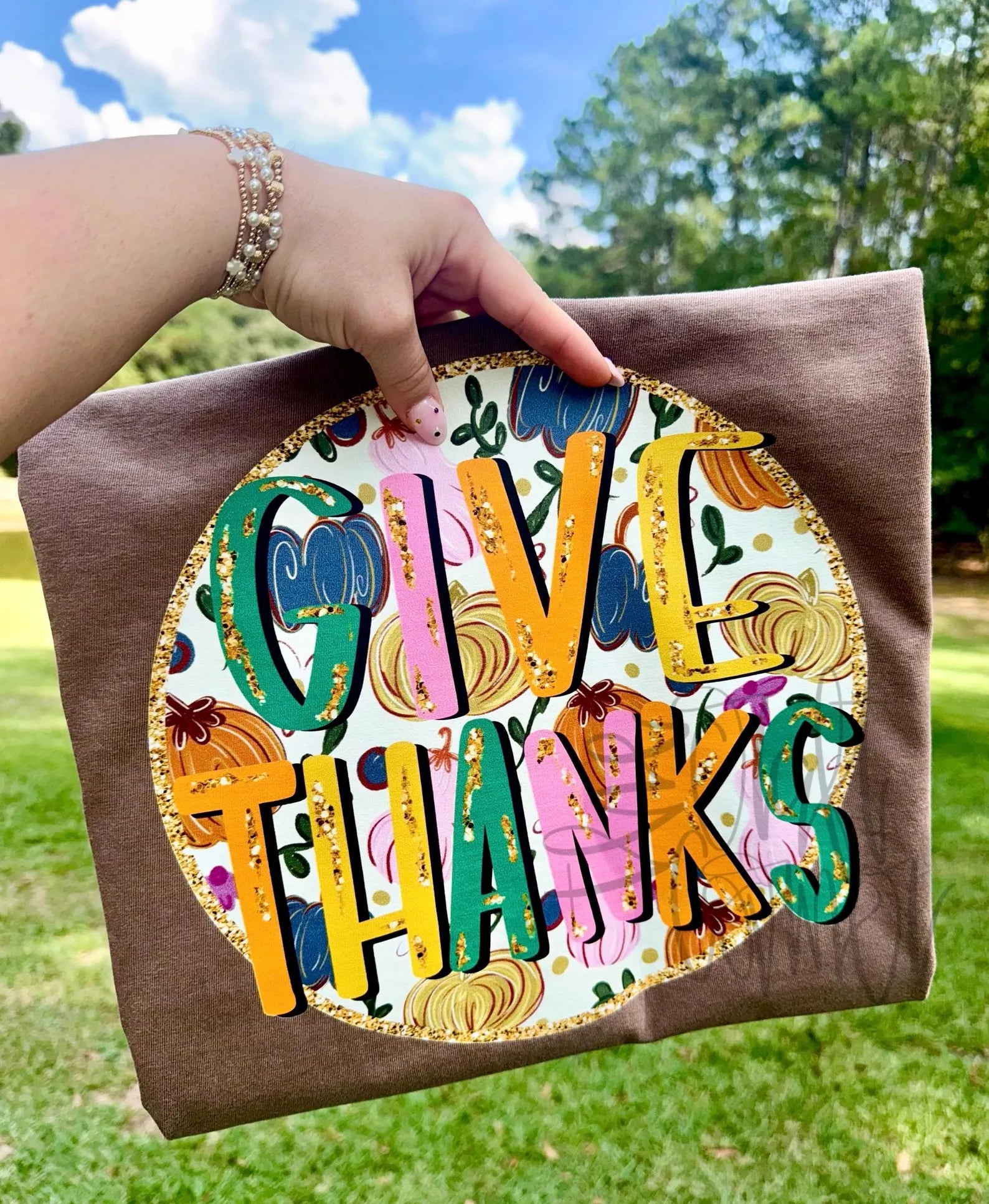 Give Thanks Pumpkin Graphic T-Shirt