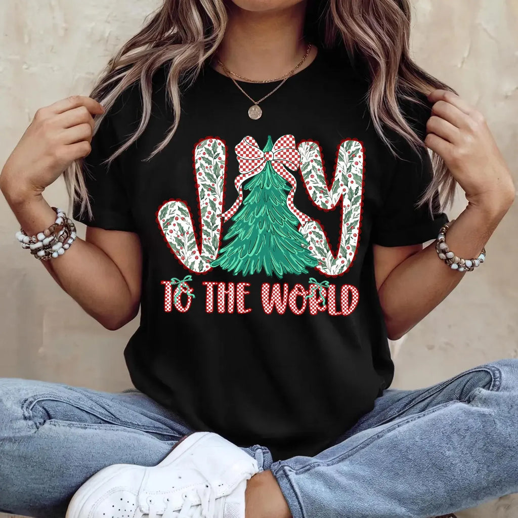 Joy To The World - Coquette Jesus Christmas Graphic T-Shirt