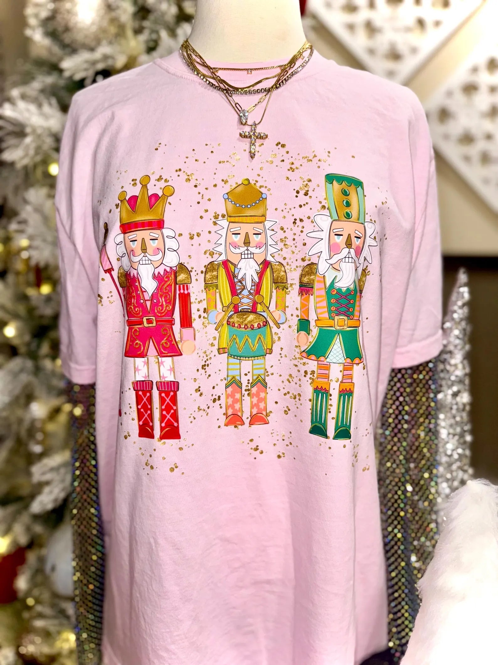 Gold Splatter Christmas Nutcrackers Graphic T-Shirt