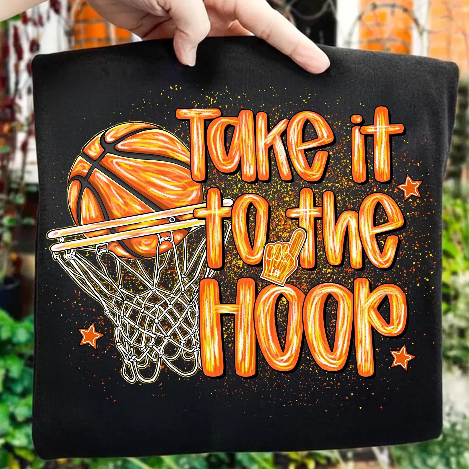 Take It To The Hoop Basketball Cluster Graphic T-shirt