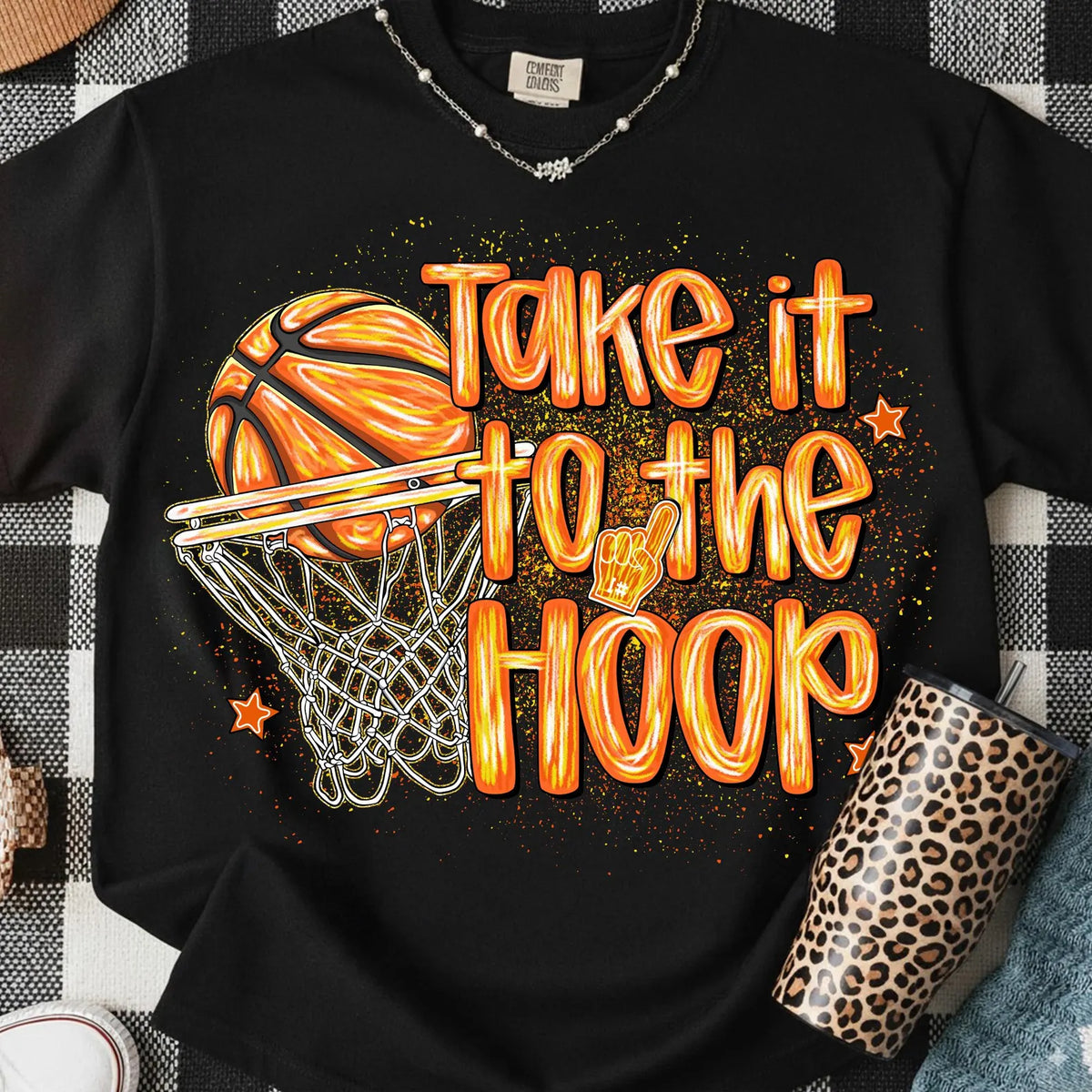 Take It To The Hoop Basketball Cluster Graphic T-shirt