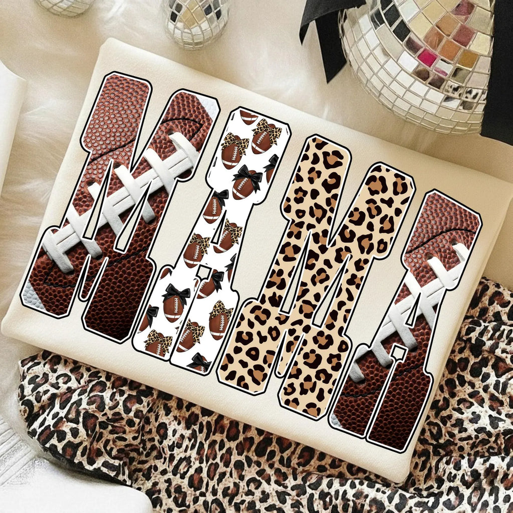 Leopard & Football Mama Graphic T-Shirt - 2 Colors!