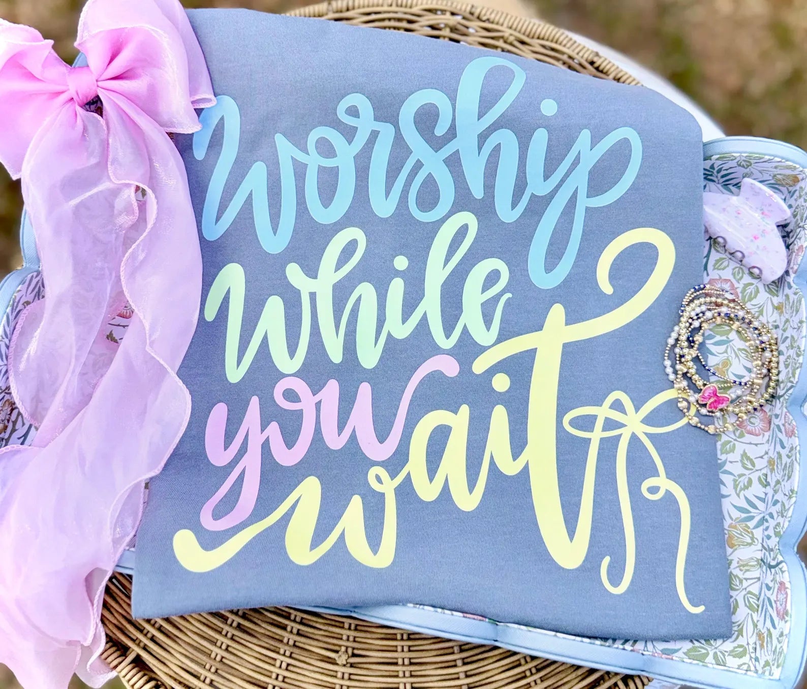 Worship While You Wait Graphic T-Shirt