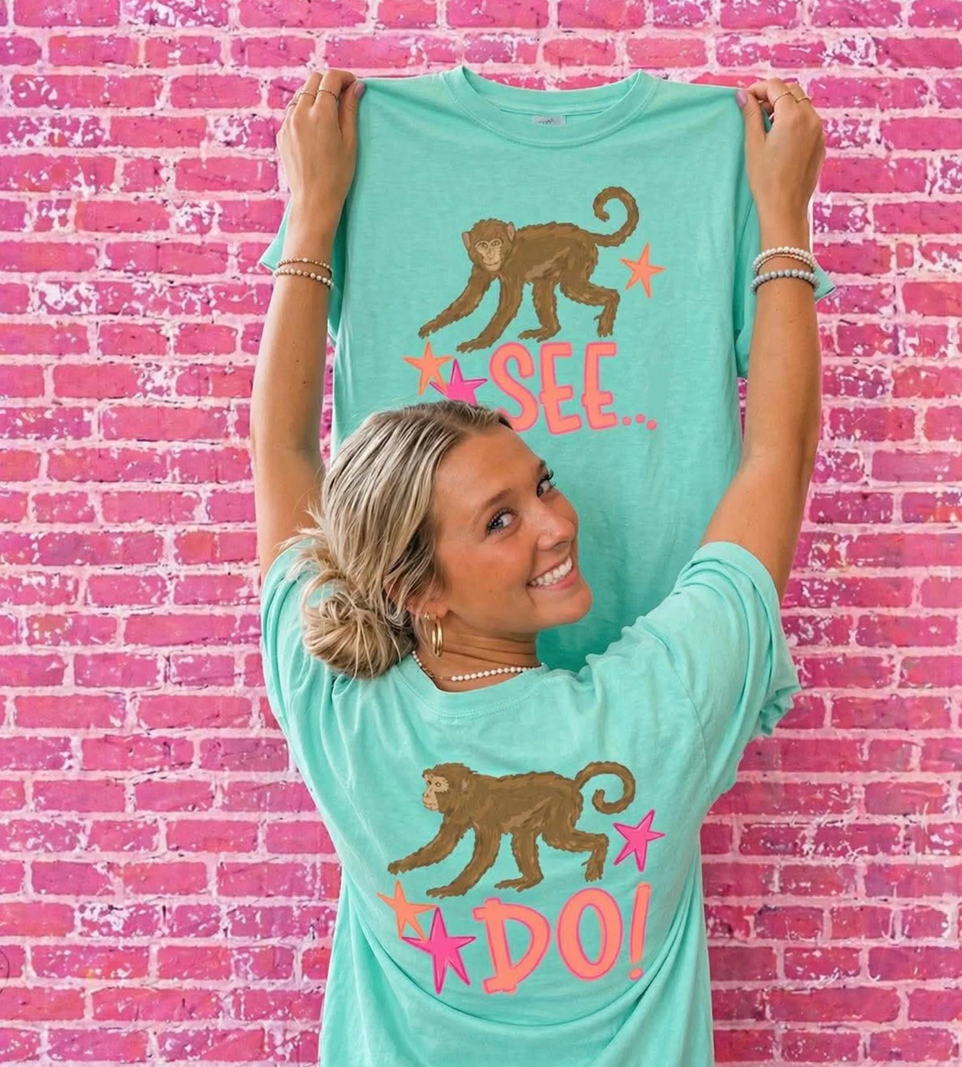 Monkey See... Monkey Do Front & Back Graphic T-Shirt