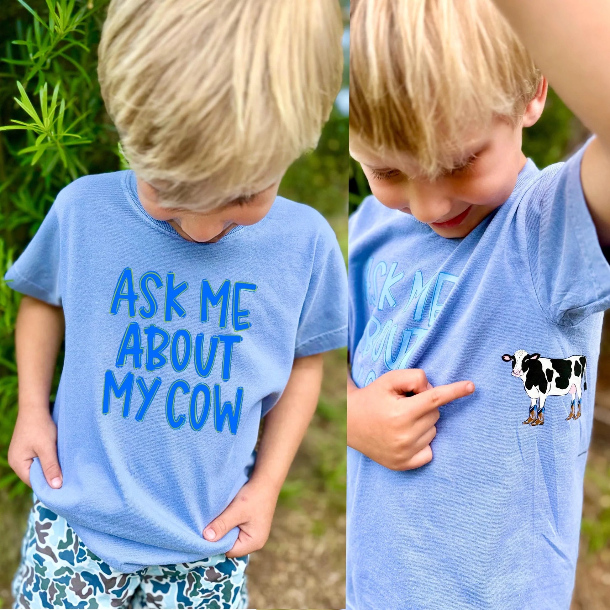 Ask Me About My Cow Youth Graphic T-Shirt - 2 Colors!