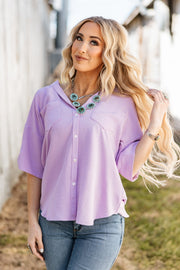 Everyday Adventures Lavender Button Down Blouse