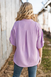 Everyday Adventures Lavender Button Down Blouse