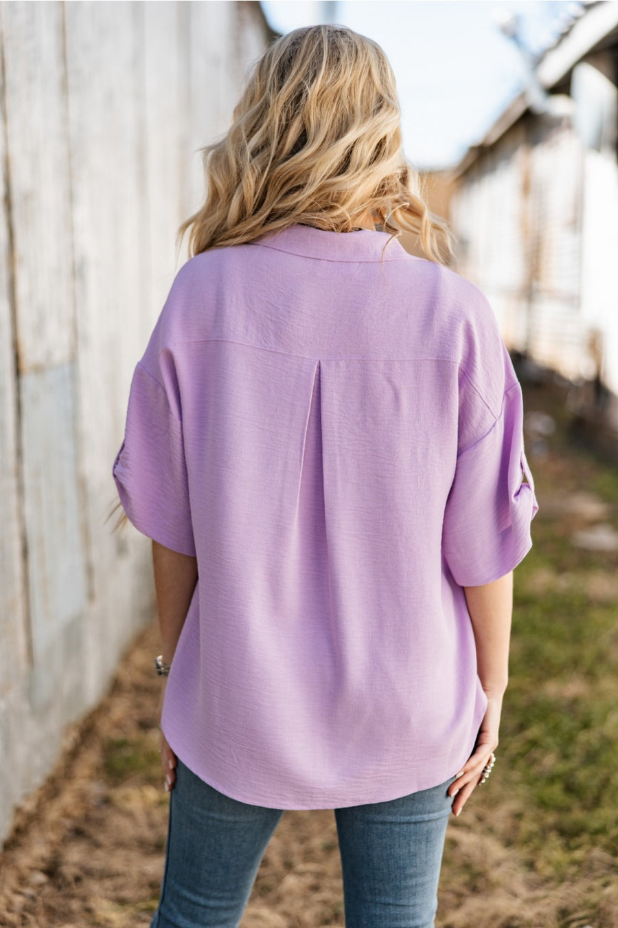 Everyday Adventures Lavender Button Down Blouse