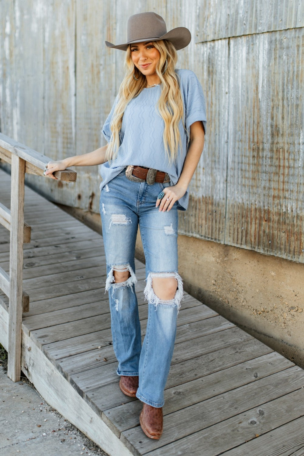 Touch Of Elegance Sky Blue Top
