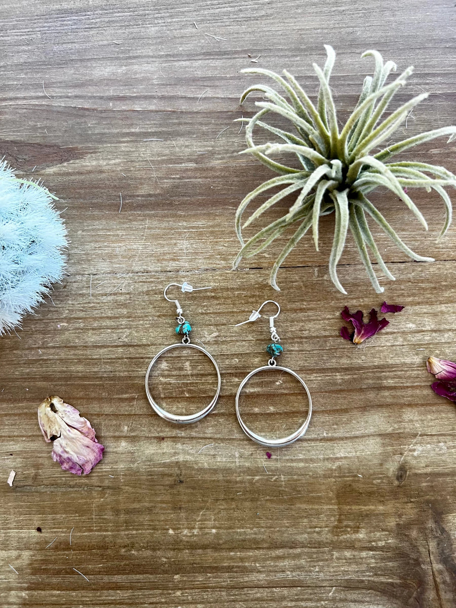 Mini Hoop Turquoise Earrings