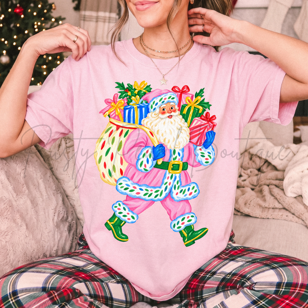 Pink Santa Claus Graphic T-Shirt | Multiple Colors | Youth & Adult