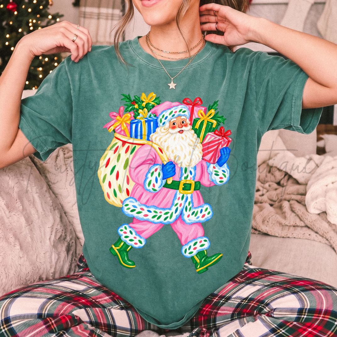 Pink Santa Claus Graphic T-Shirt | Multiple Colors | Youth & Adult