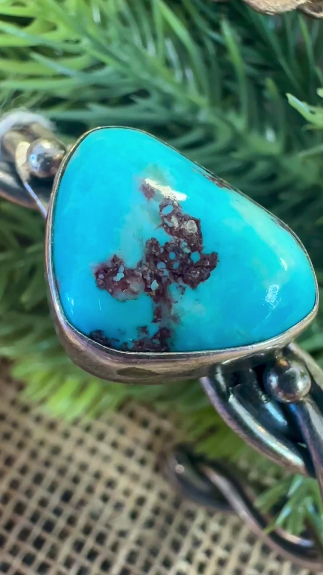 Blue Turquoise Stone Sterling Silver Cuff Bracelet