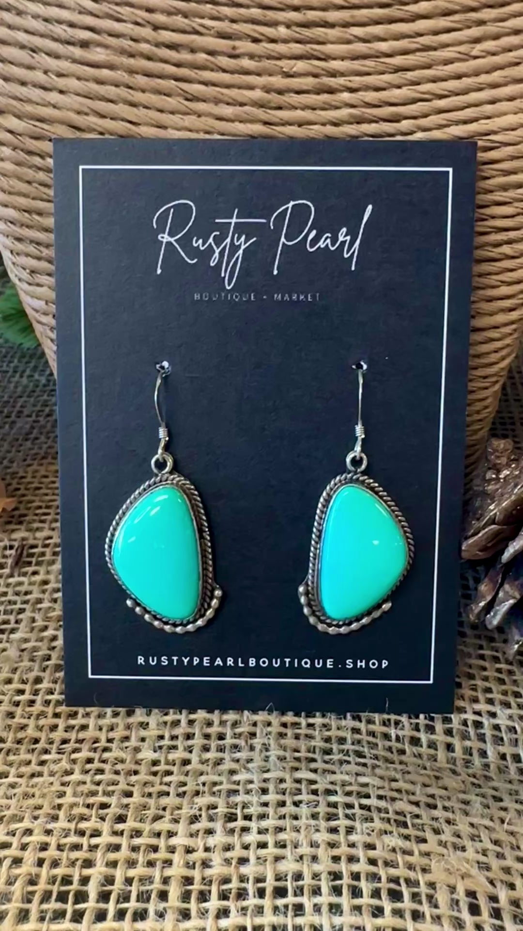 Authentic Green Turquoise Dangle Earrings
