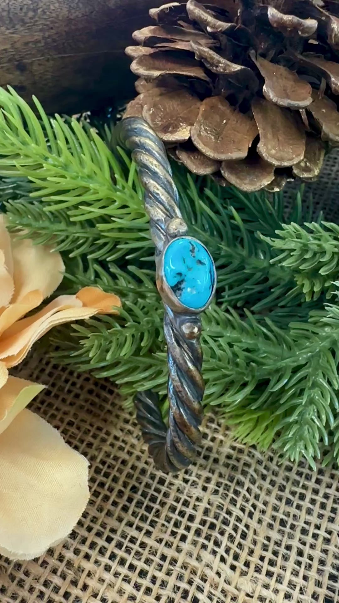 Blue Turquoise Small Stone Sterling Silver Cuff Bracelet