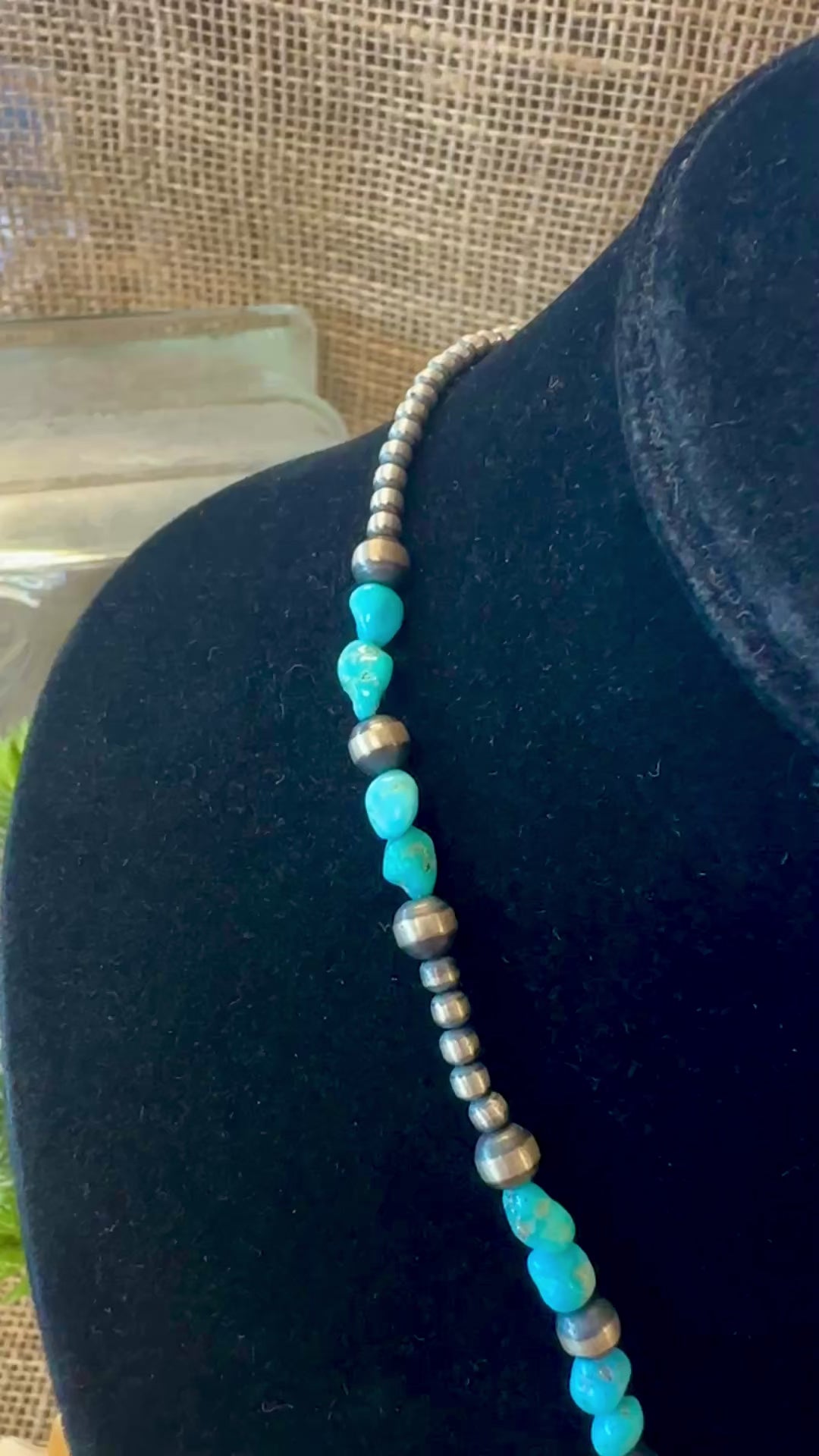 Navajo Pearl & Turquoise Stone Lariat Necklace 20"
