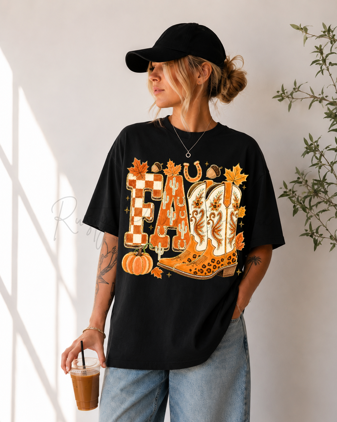 Cowboy Boots Fall Graphic T-Shirt
