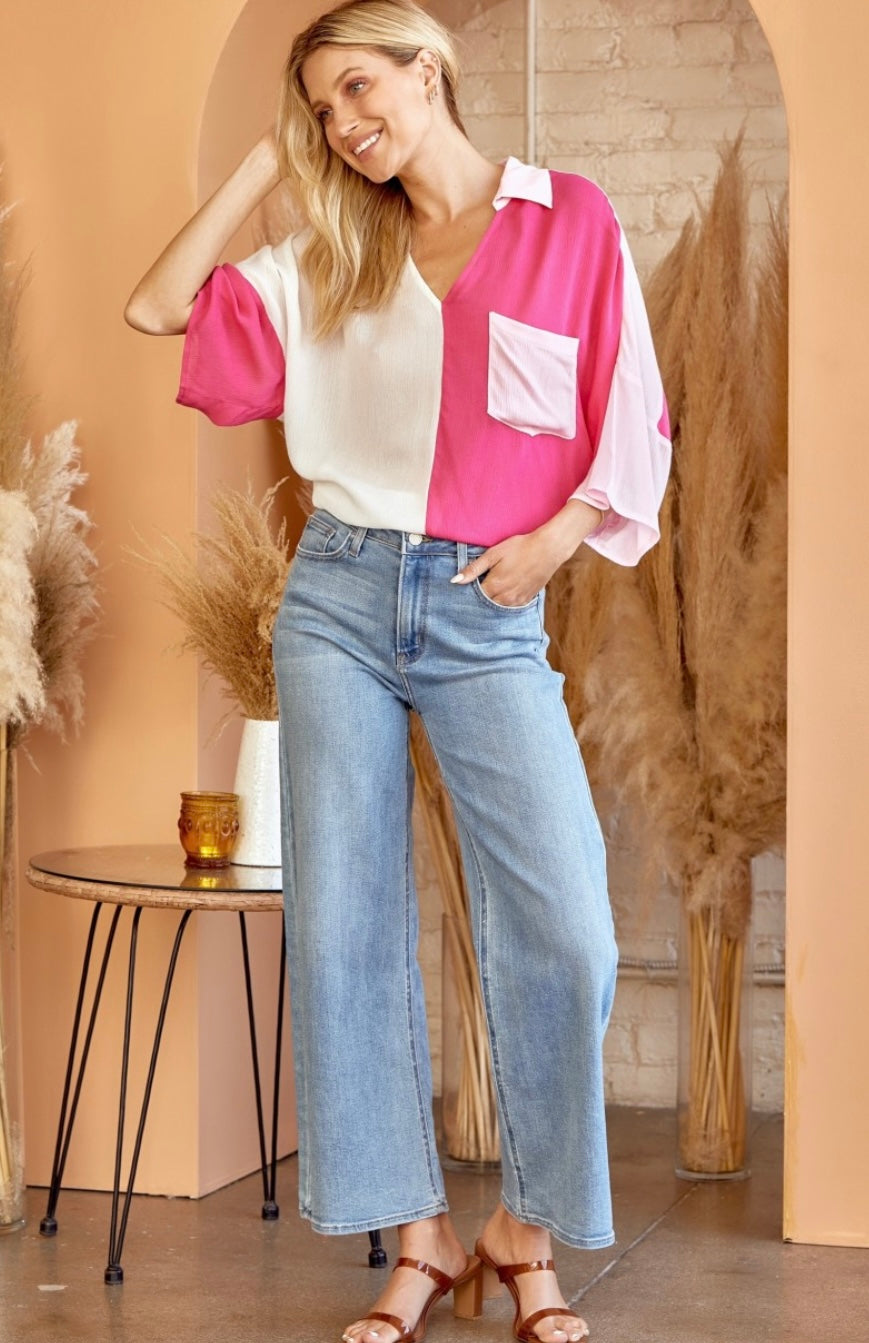 Pop Colorblock Shirt Blouse