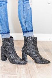 Sophia Black Glitter Boot